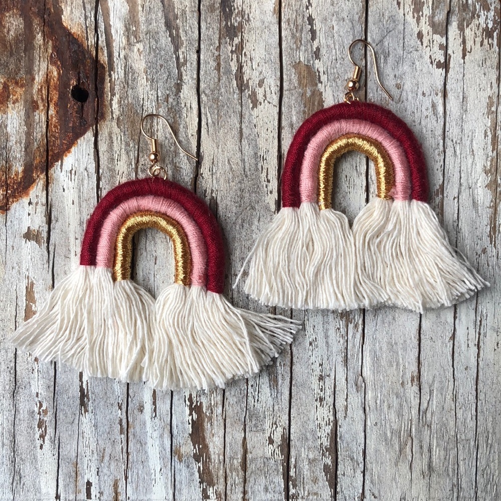 Kiara Macrame Rainbow Drop Earrings!